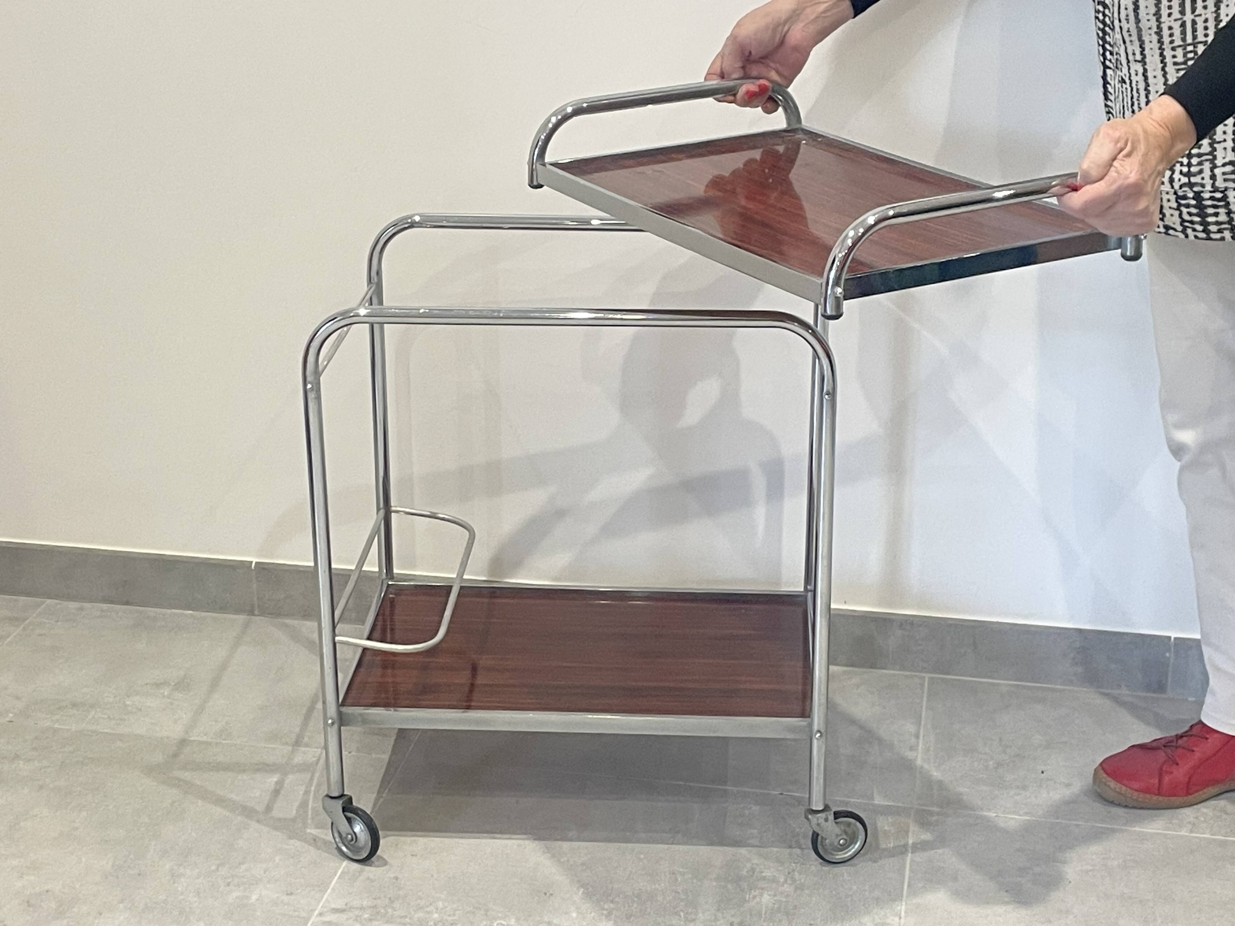 Rare 1970s design side table, removable tray.