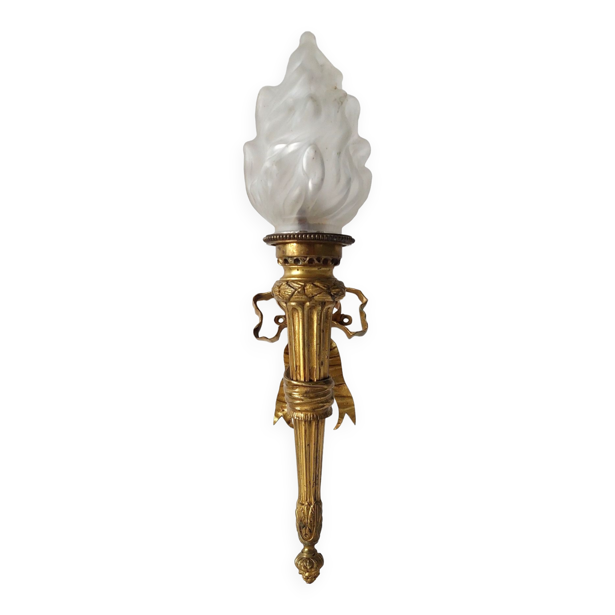 Torch wall lamp in gilded bronze Louis XVI Circa Napoleon III style.
