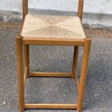 Solid wood and straw stool 50cm