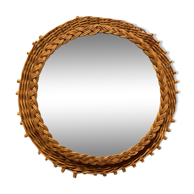 Miroir rond en osier