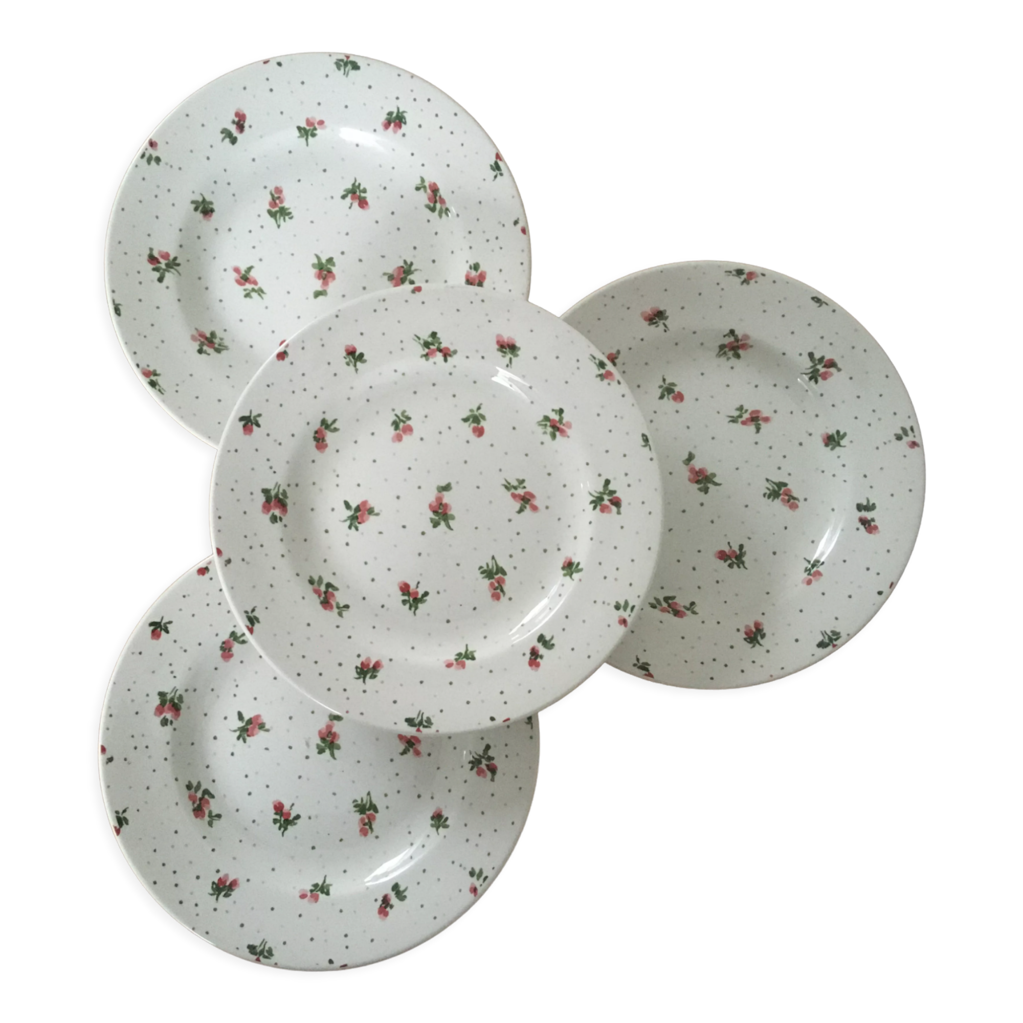 4 Churchill flat flowery plates