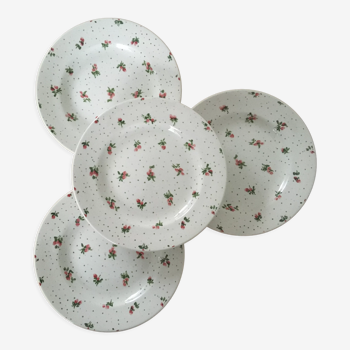 4 Churchill flat flowery plates