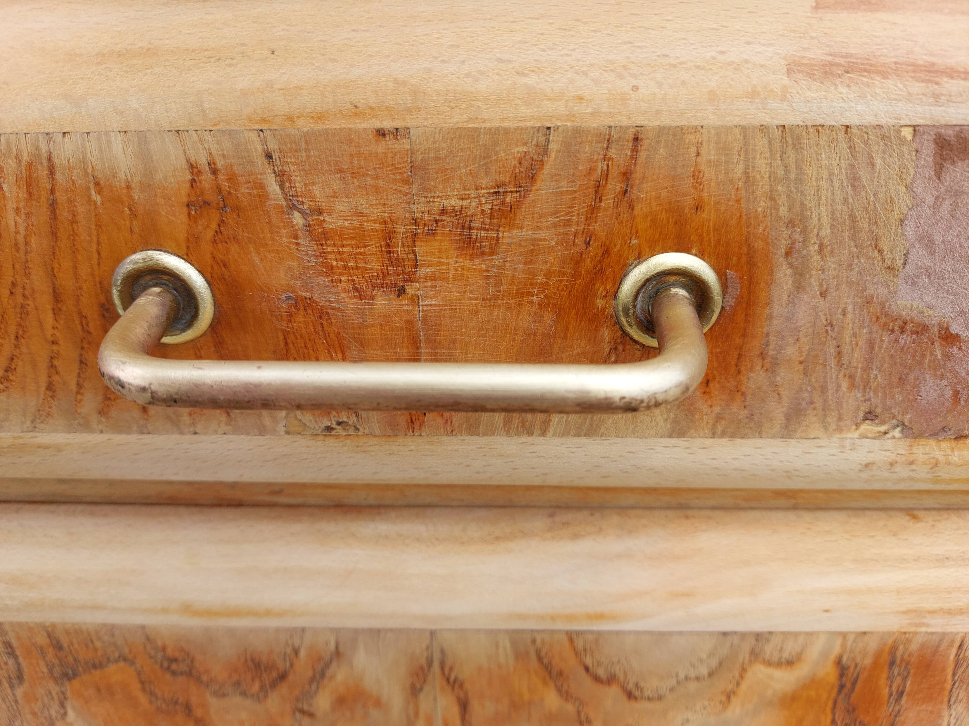 Mado buffet in wood, marble and copper, restored