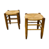 Pair of mulched stools style neo rustic wood