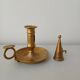 Set of 2 brass cellar rat candlesticks