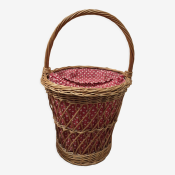 Vintage round wicker laundry basket
