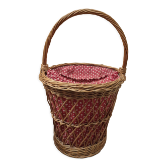 Panier a linge osier rond vintage