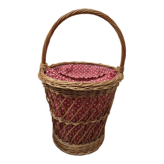Vintage round wicker laundry basket