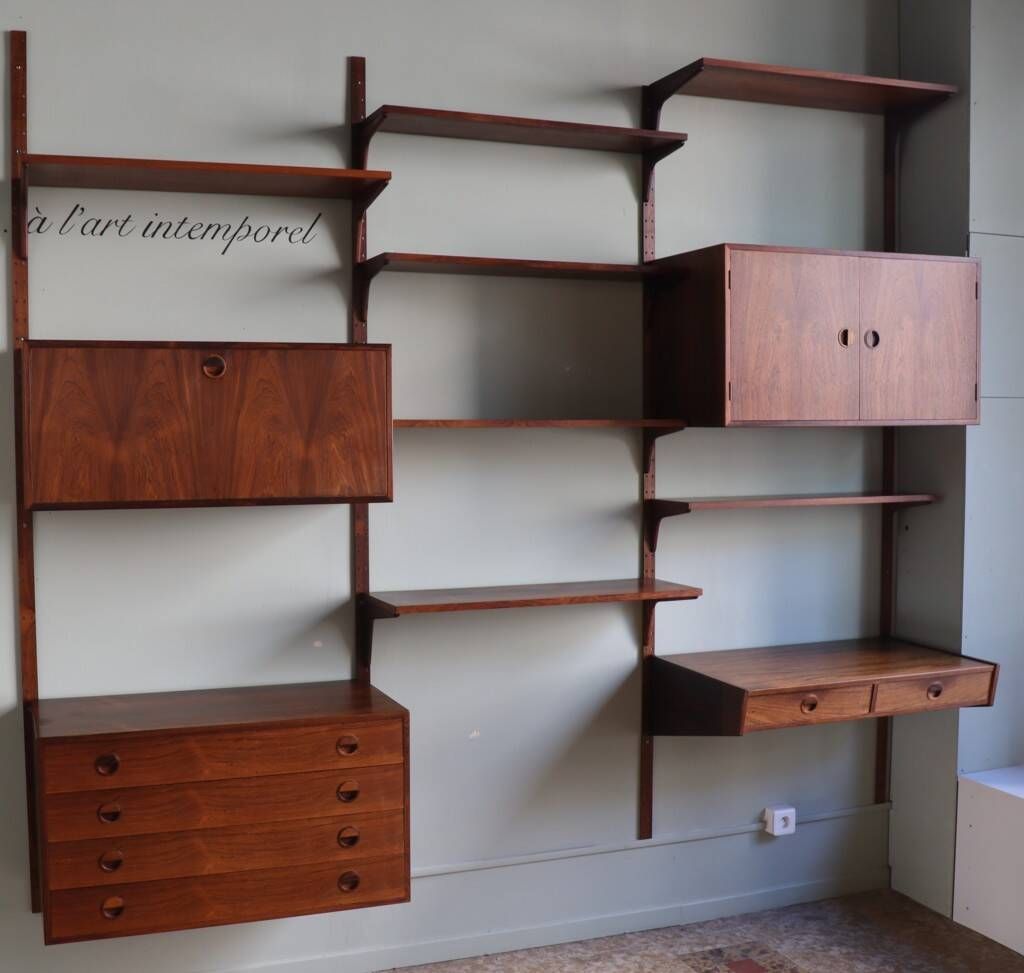 Modular rosewood wall bookcase by Thygesen and Sorensen for Hg Furniture, 1960