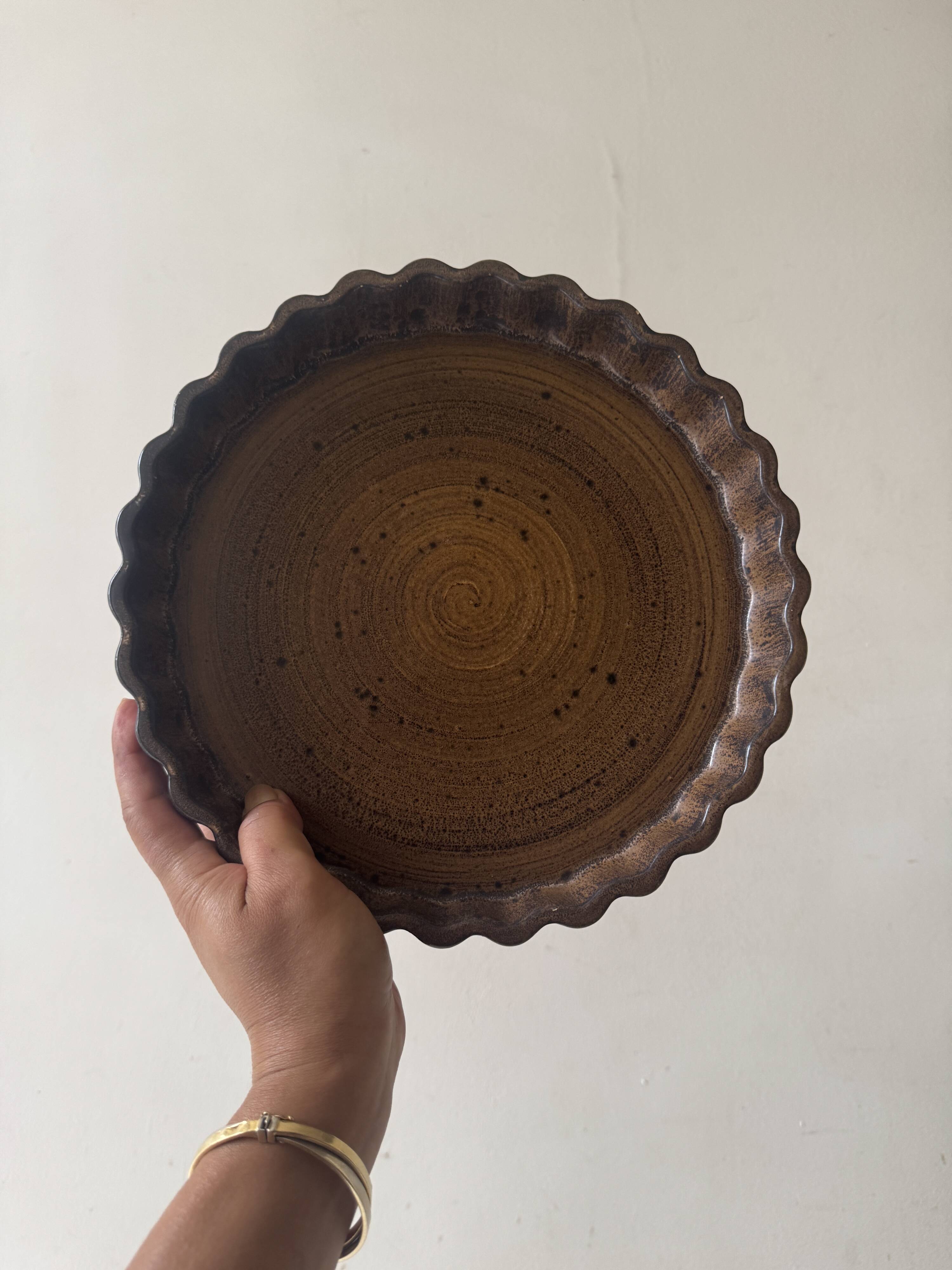 Ceramic pie dish (turned stoneware) France 1960