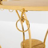 Set of 4 neoclassical side tables in brass and marble by Maison Charles, 1960.