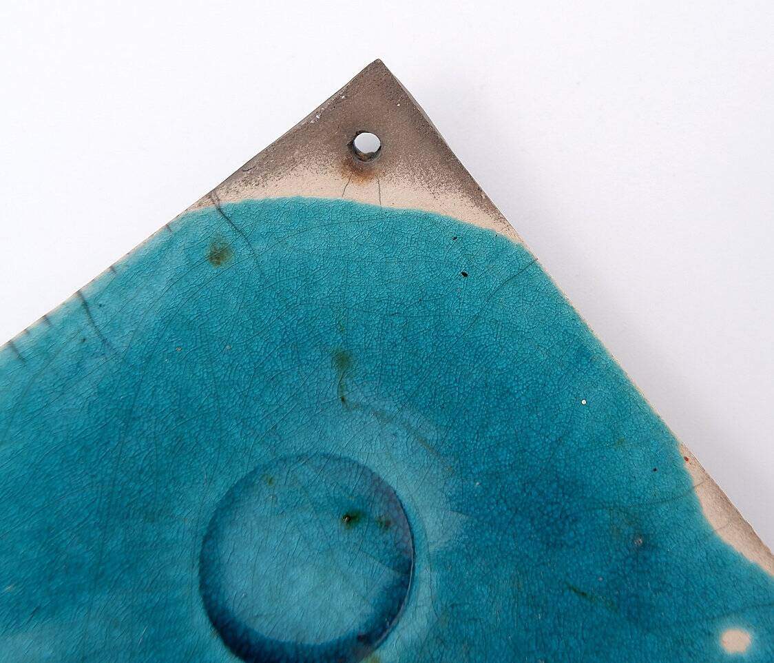 Set of decorative turquoise ceramics "Fond d'Atelier" - N.Lebrun - Belgium 1970s