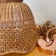 Vintage rattan pendant lamp copper electric frame