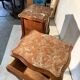 Pair of antique bedside tables with marble top and ceramic niche