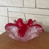 ashtray, empty pocket in red glass and Murano silver