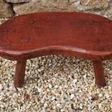 Vintage french hand turned solid oak 4 legged kidney shaped childs stool 3772