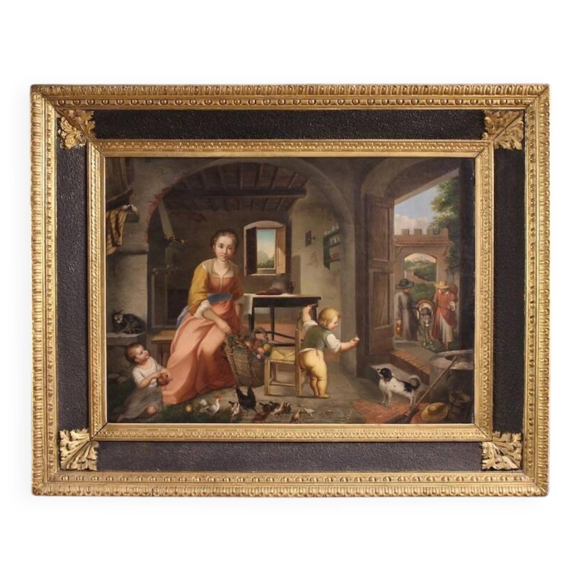 Scène intérieure du 19ème siècle peinture italienne