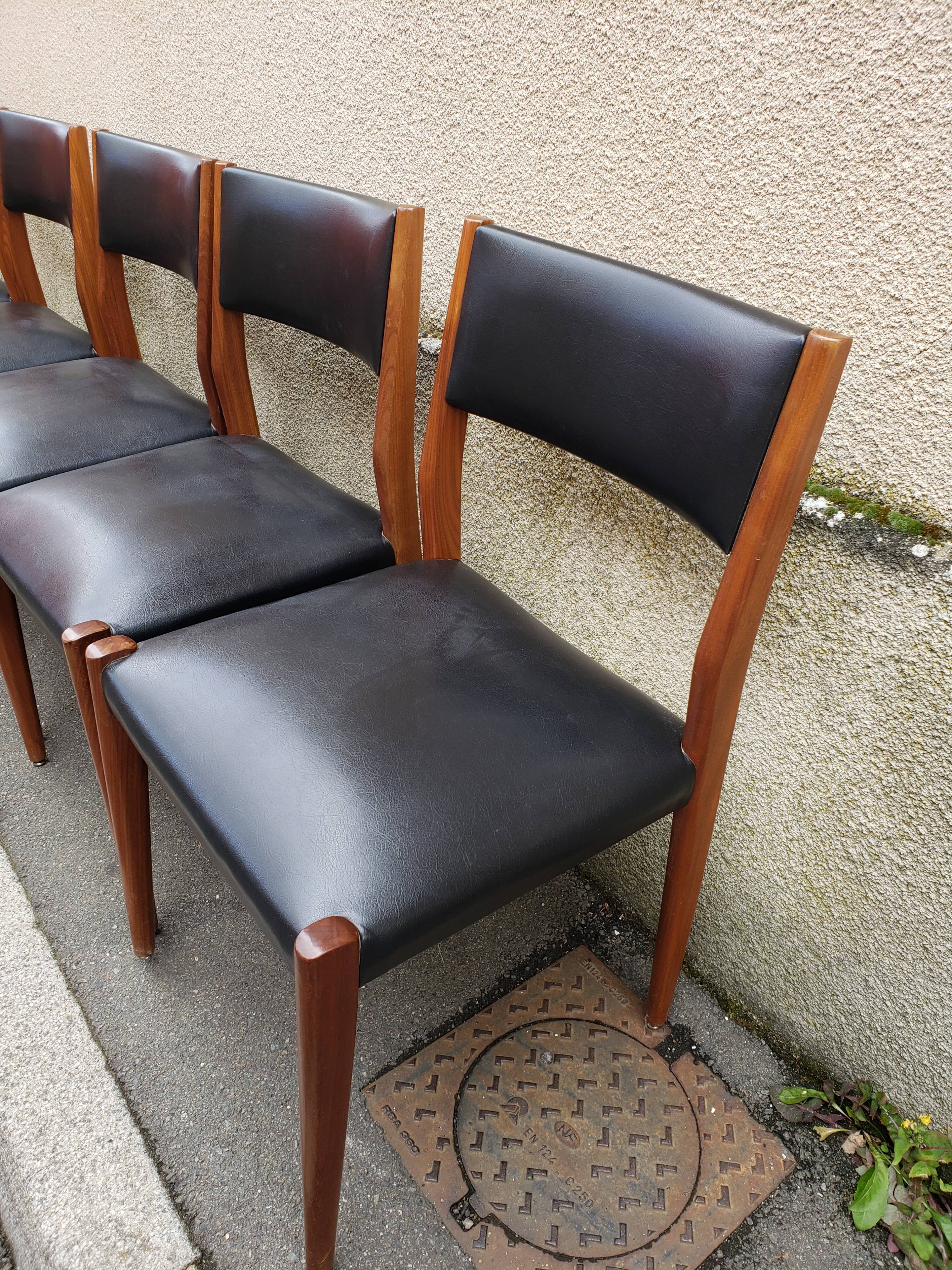 6 scandinavian black and beech chairs