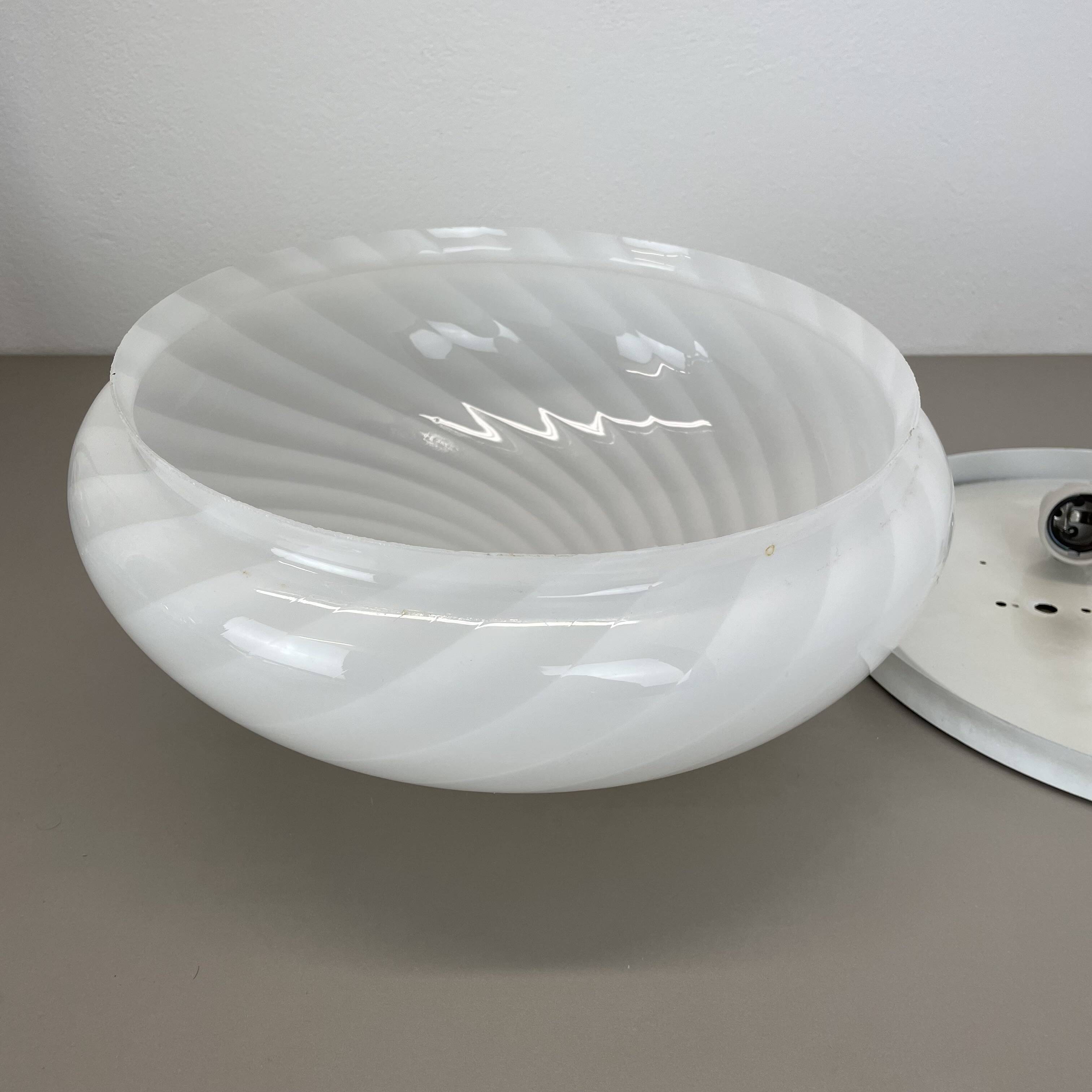 Large 38cm "swirl" murano glass ceiling wall light by vetri murano, italy, 1970s