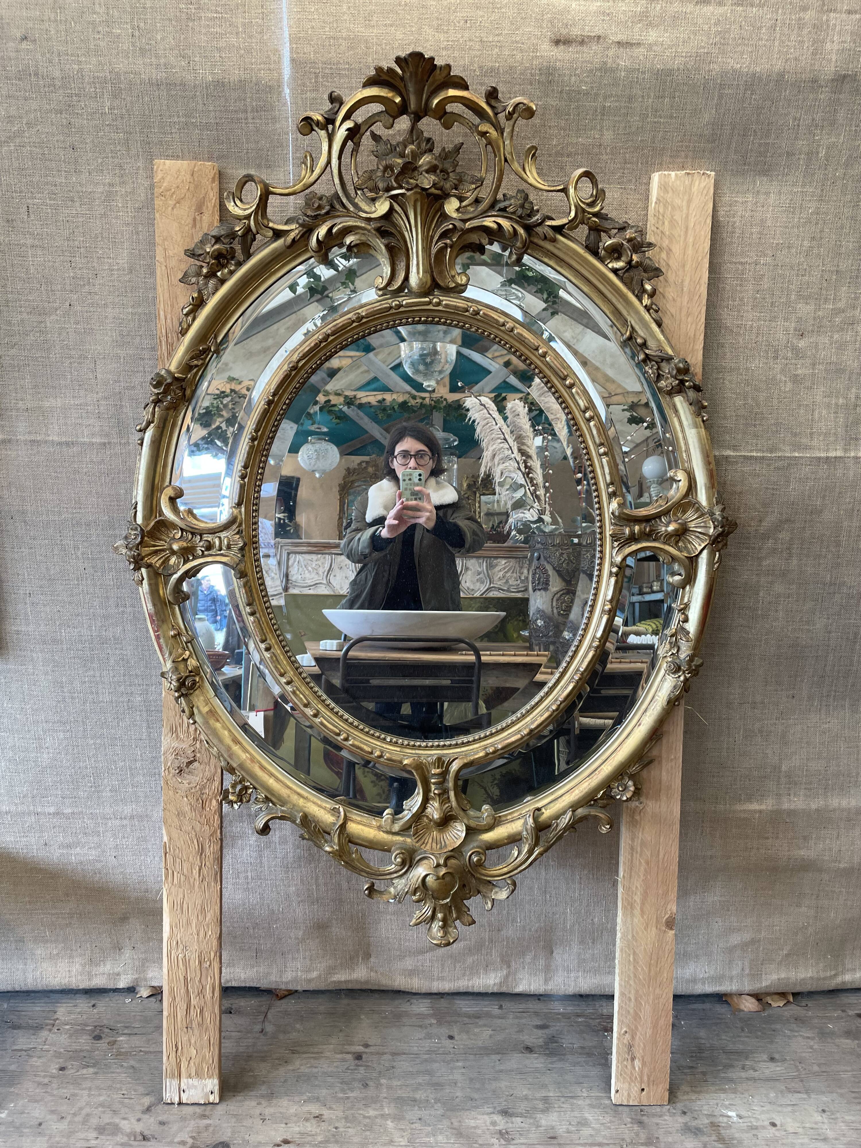Oval mirror in the Napoleon III style