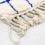Moroccan Berber carpet Beni Ouarain with majorelle blue checks 1.5x1.10m