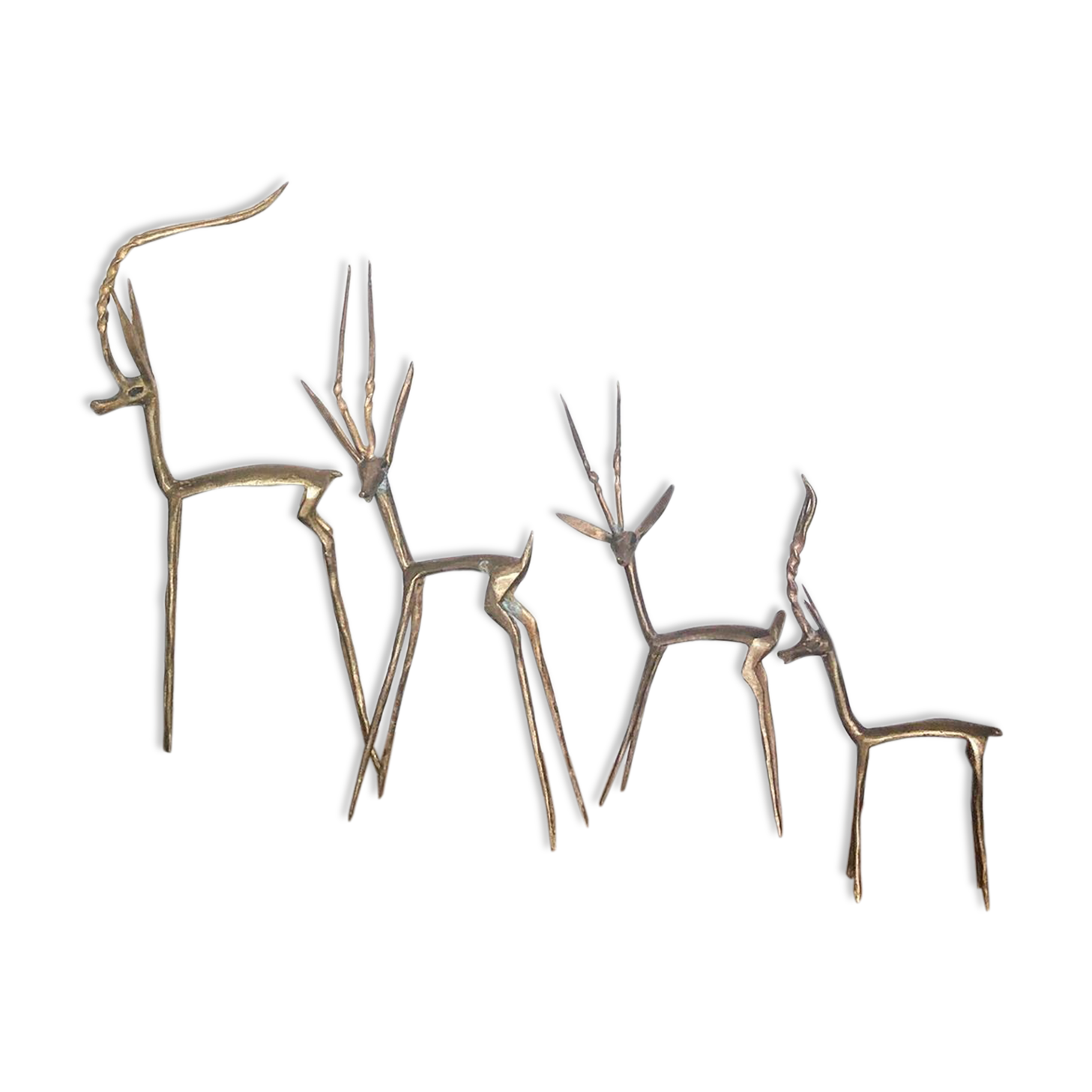 Set brass gazelles antelopes