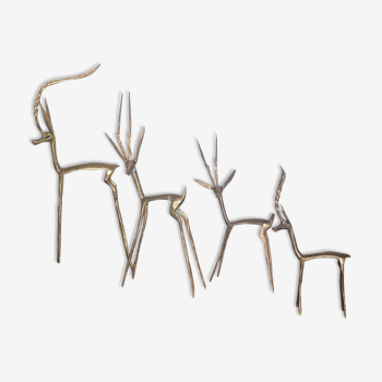 Set brass gazelles antelopes