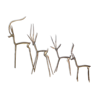 Set brass gazelles antelopes