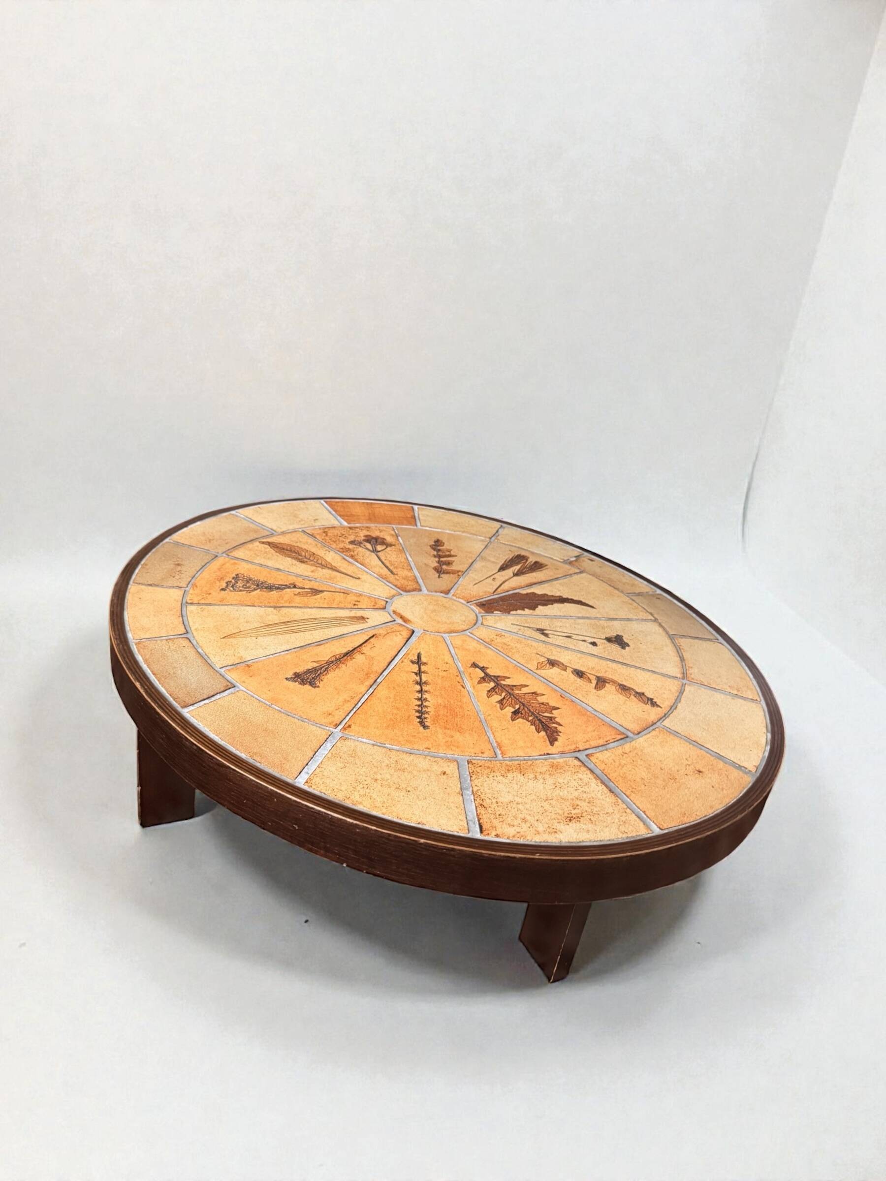 Roger Capron Herbier coffee table signed—vintage ceramic, Vallauris