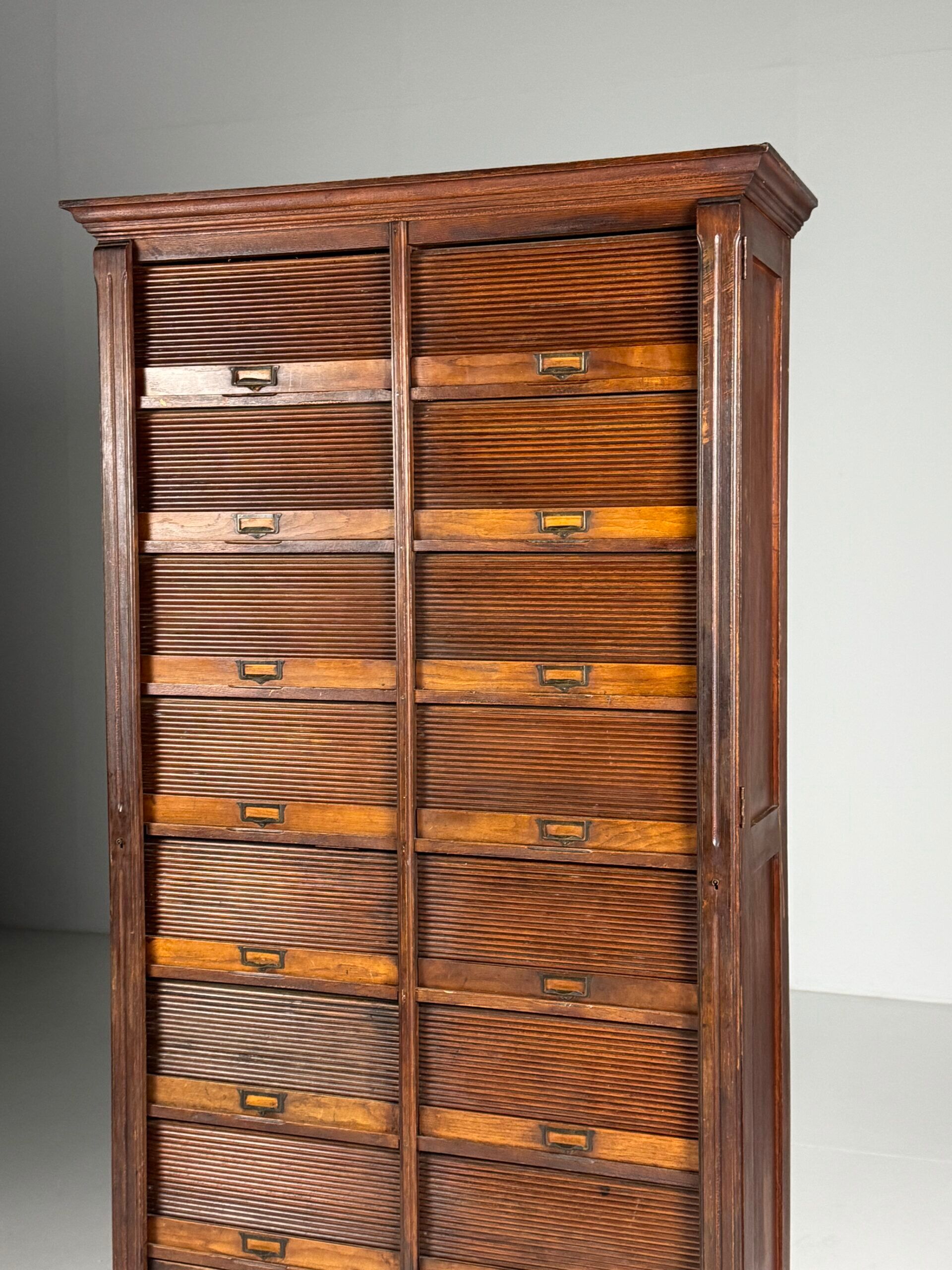 Antique archive cabinet with roller doors