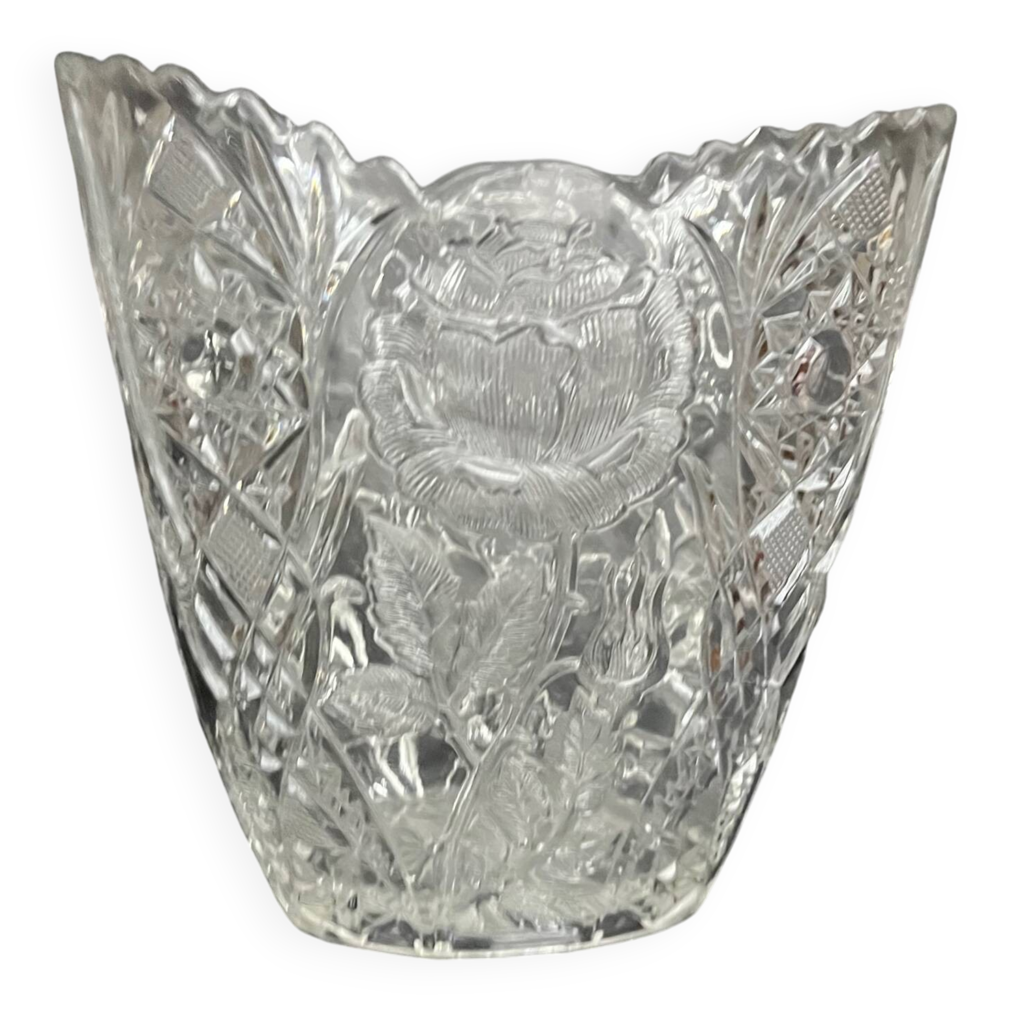 Vase vintage en verre moulé