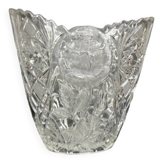 Vase vintage en verre moulé