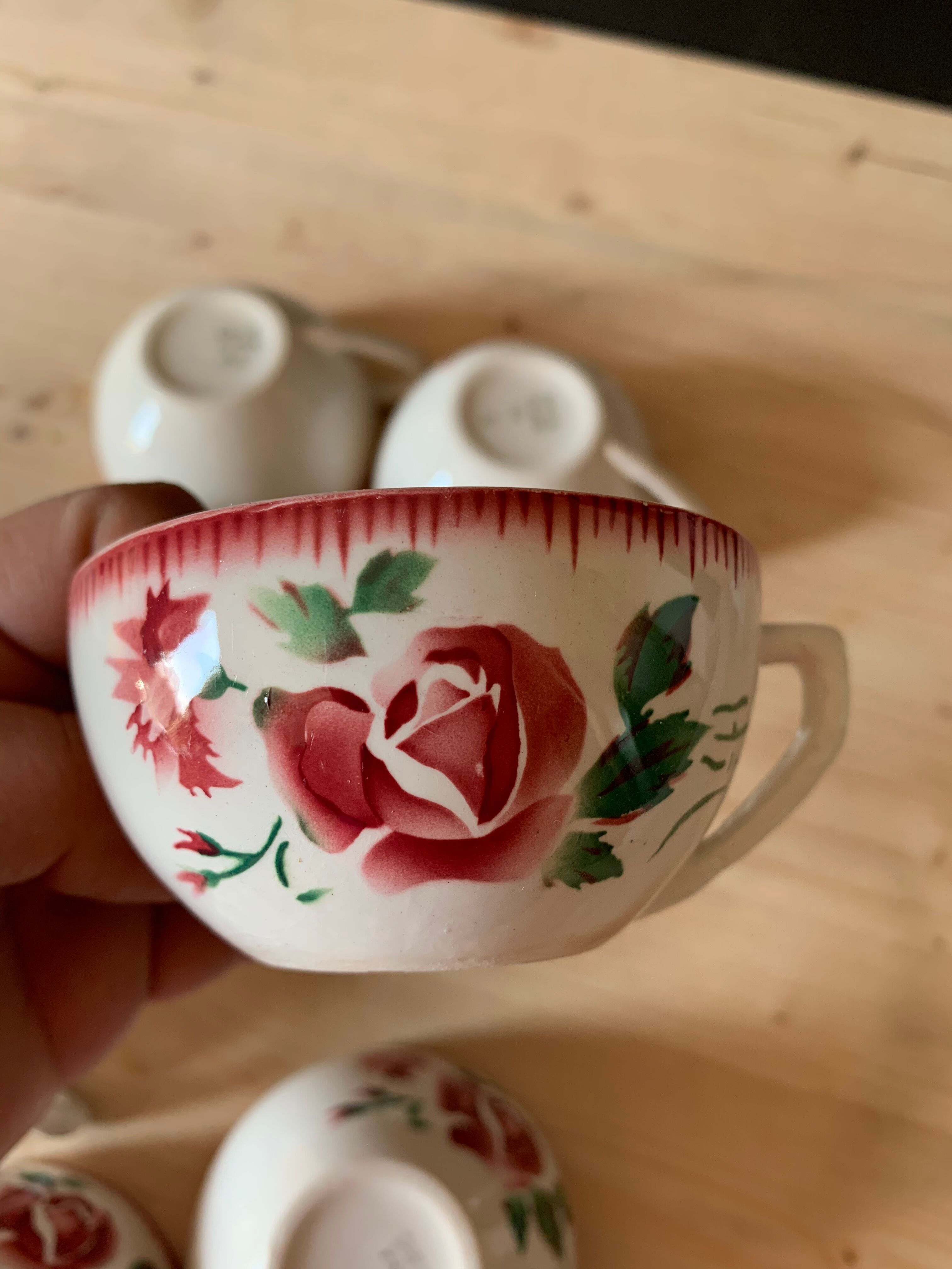 7 ceramic cups Digoin Sarreguemines