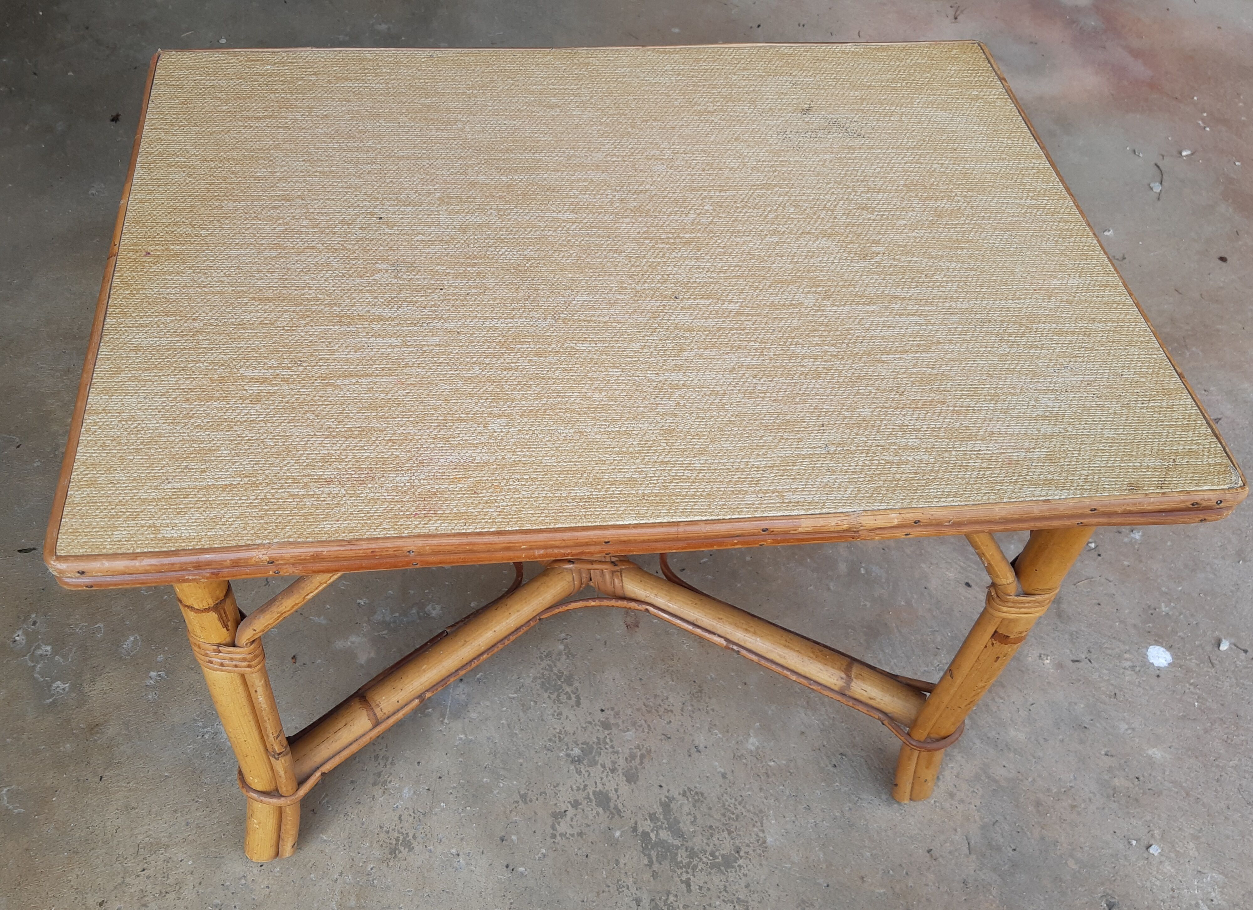 Rattan coffee table, vintage 60s