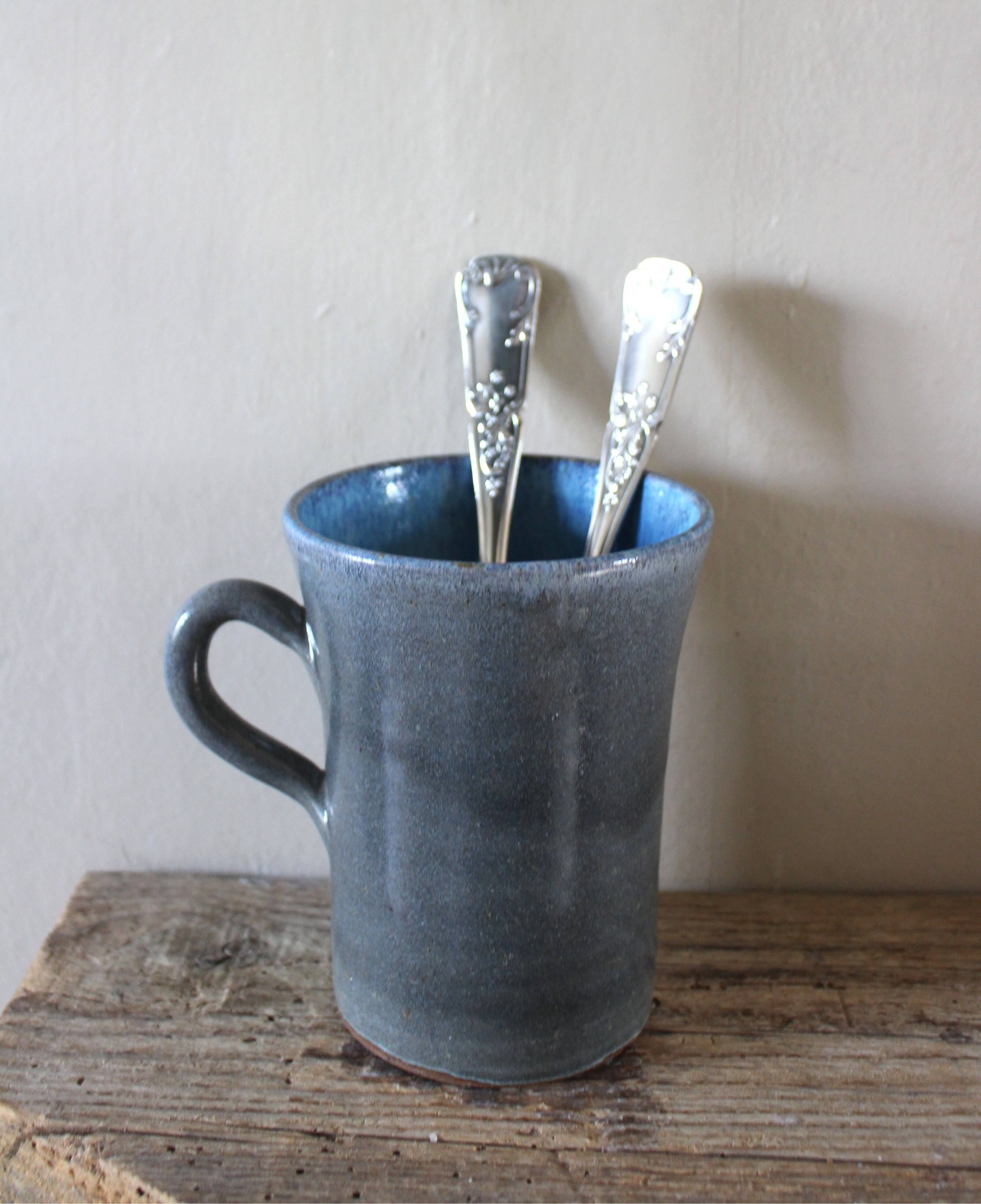 Blue grey mug artisan pottery