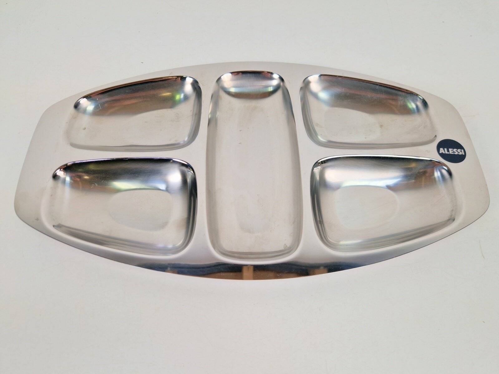 Divided Stainless Steel Tray by Carlo Mazzeri for Alessi, Italy, 1960s