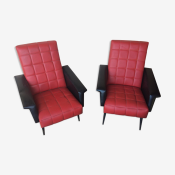 Lot de deux fauteuils vintage années 50/60