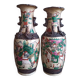 Pair of ceramic vases from China - cartridge at the base - antique work