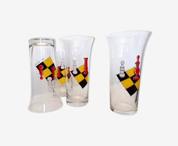 Lot de 4 grands verres à orangeade sérigraphiés
