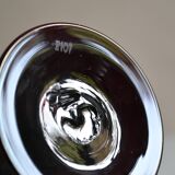 Lampe à huile signée Biot verre soufflé bullé aubergine