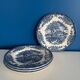 Set of 4 vintage English porcelain dessert plates, blue, cha decor