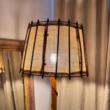 Louis Sognot vintage bamboo rattan floor lamp