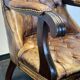Antique Chesterfield Wing Chair with Stool and English Side Table