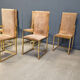 Vintage brass and alcantara dining chairs by Belgochrom, 1970s