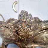 French Art Nouveau bronze planter decorated with a female mermaid