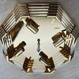 Midcentury brass/glass ceiling lamp/flush mount or wall lamp, 1960s