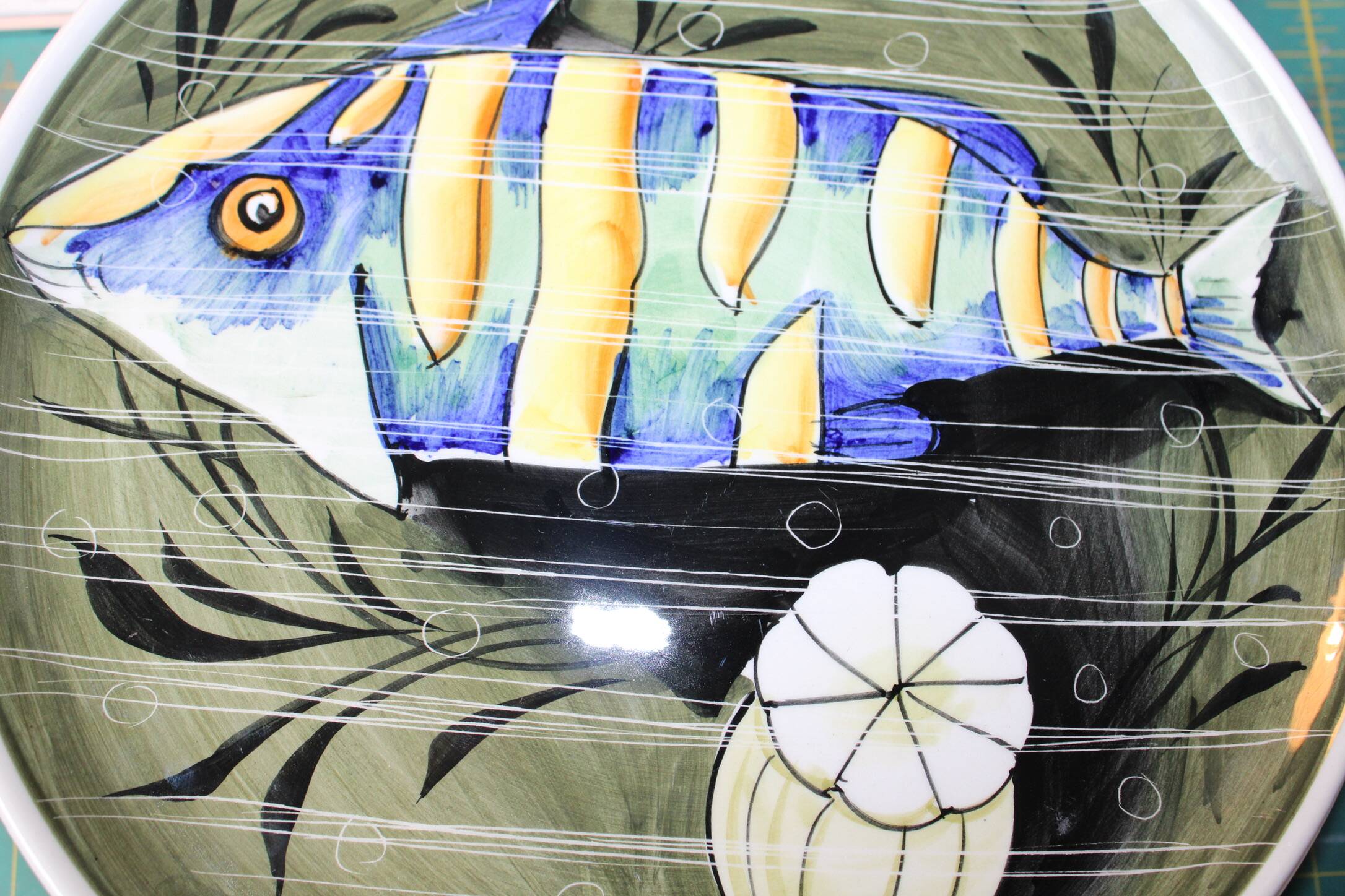 Fish and shellfish plates ceramic Italy vintage 1970 x8