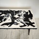 Abstract Painted Dining Table in Black and White, 1953
