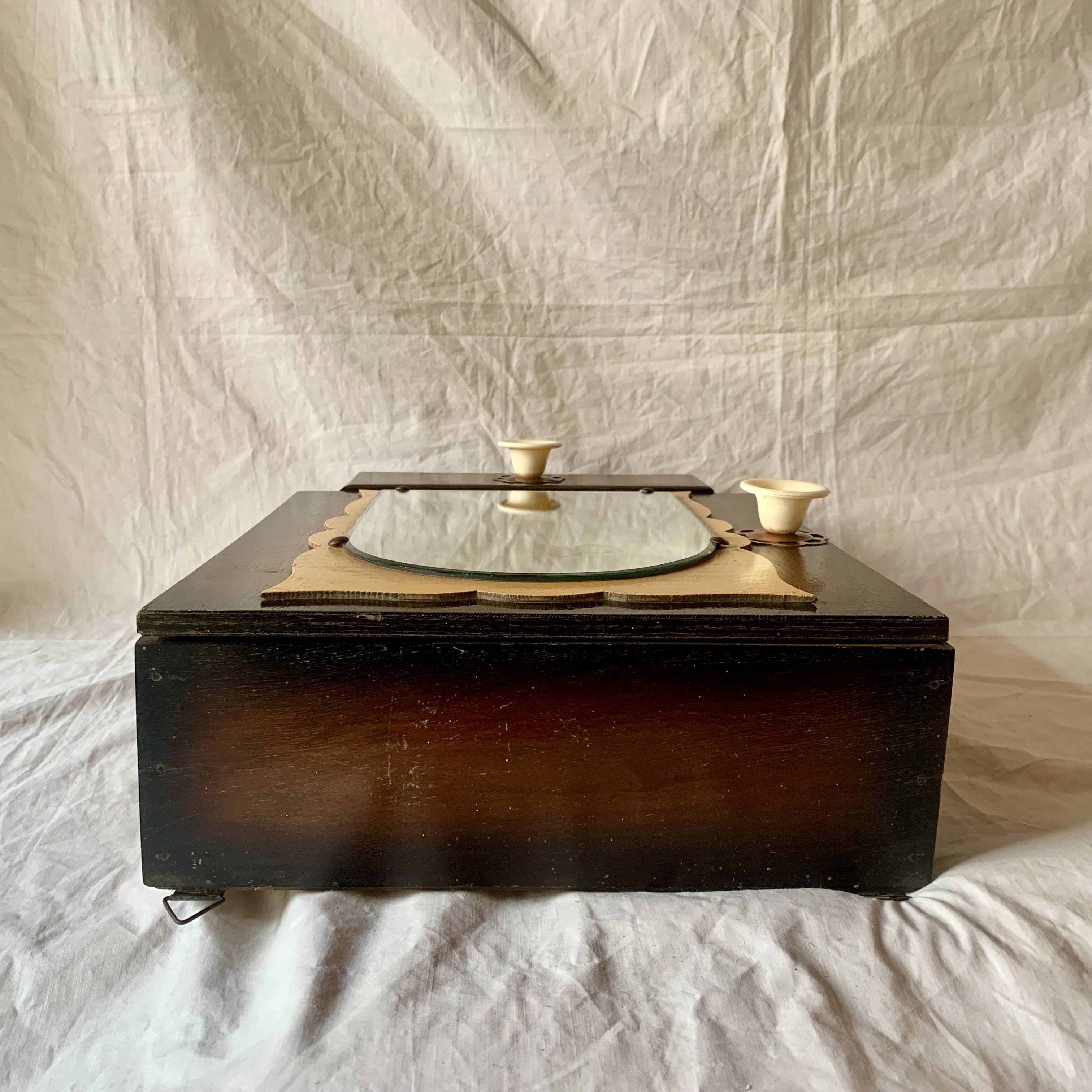 Small Art Deco wooden wall shelf