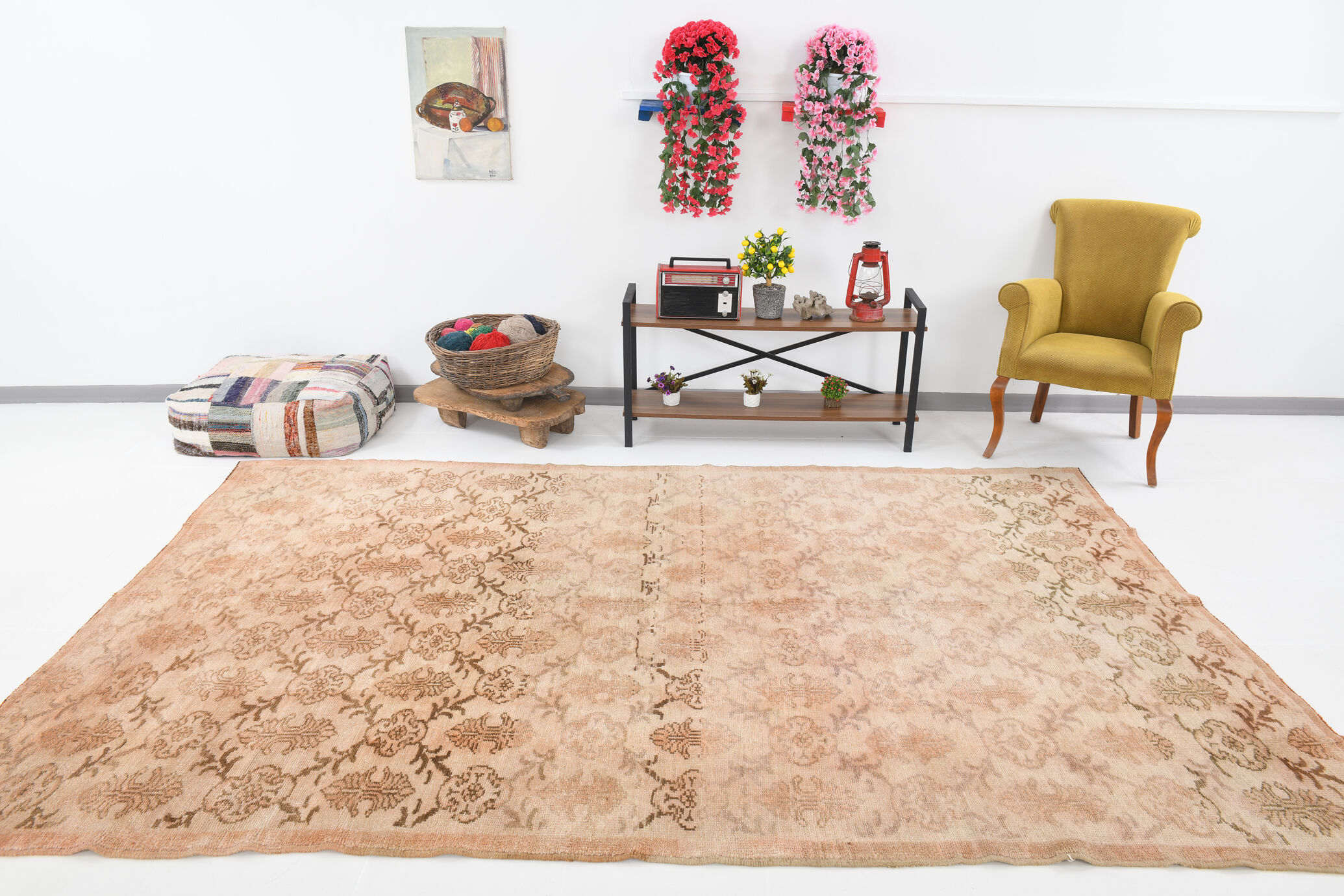 Brown beige vintage rug 325x218cm
